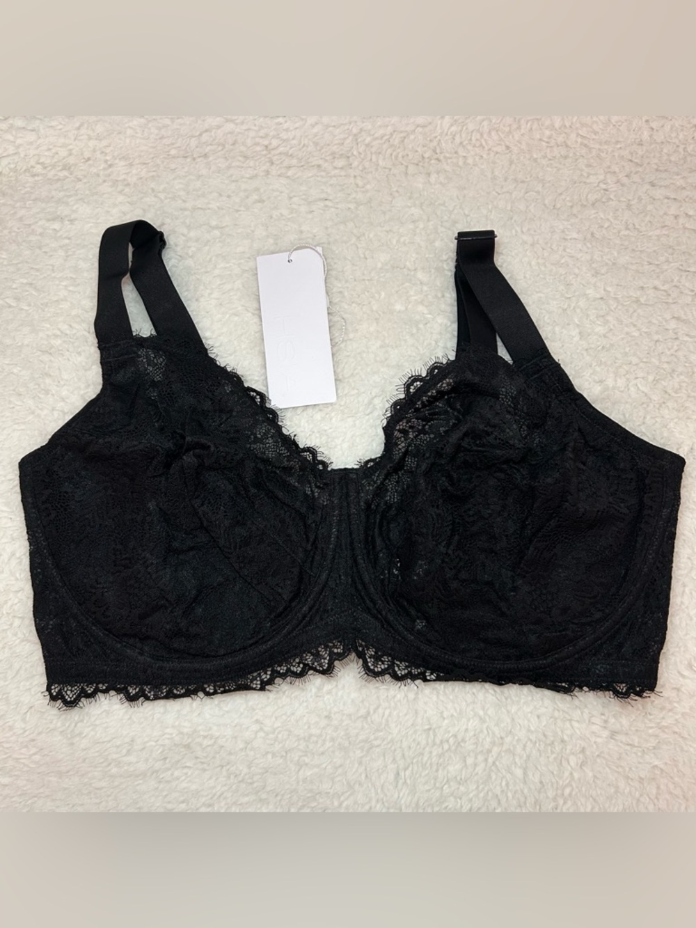 HSIA Sunflower Underwire Lace Bra 38I Black NEW